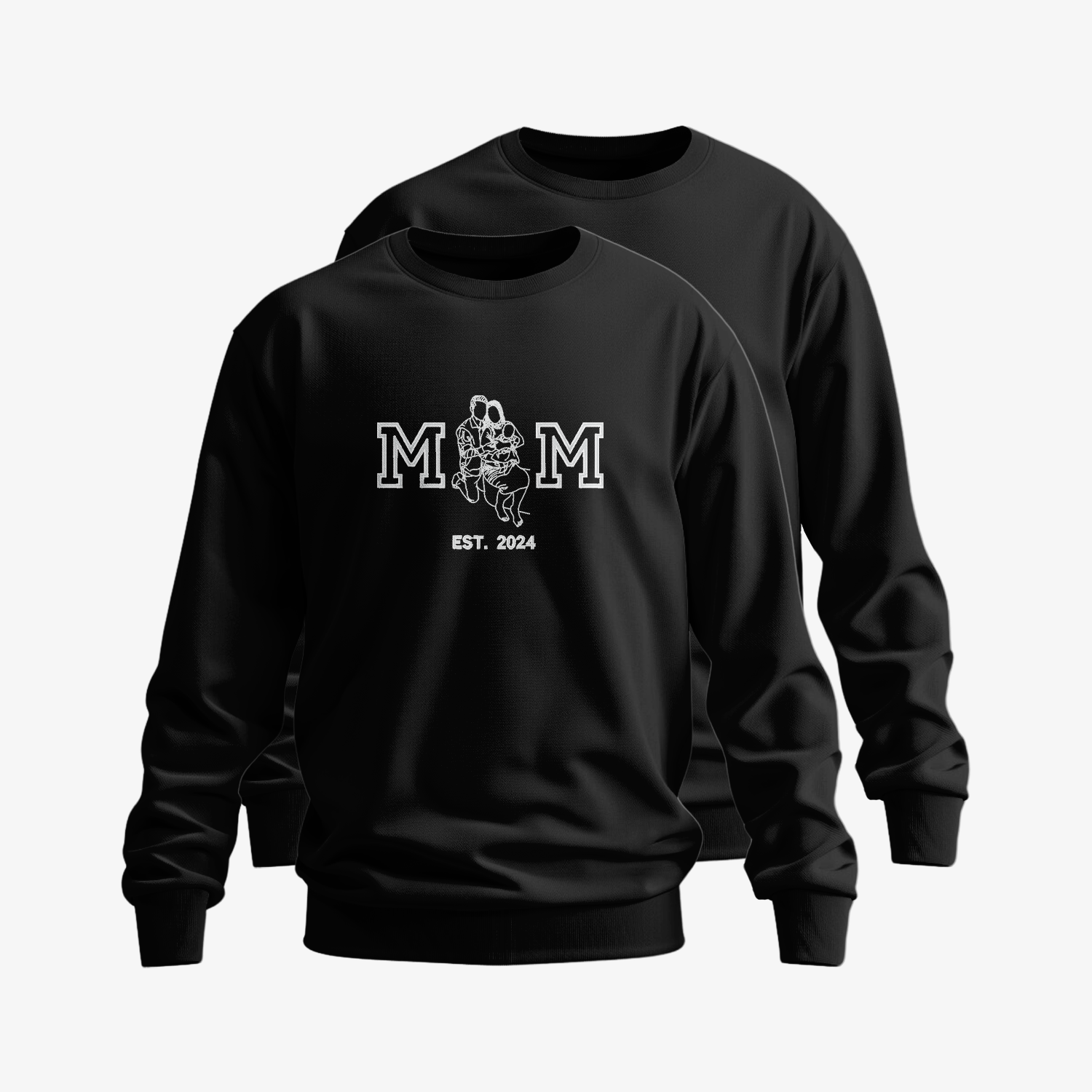 Párové mikiny s výšivkou MOM&DAD a vlastní fotkou - bez kapuce