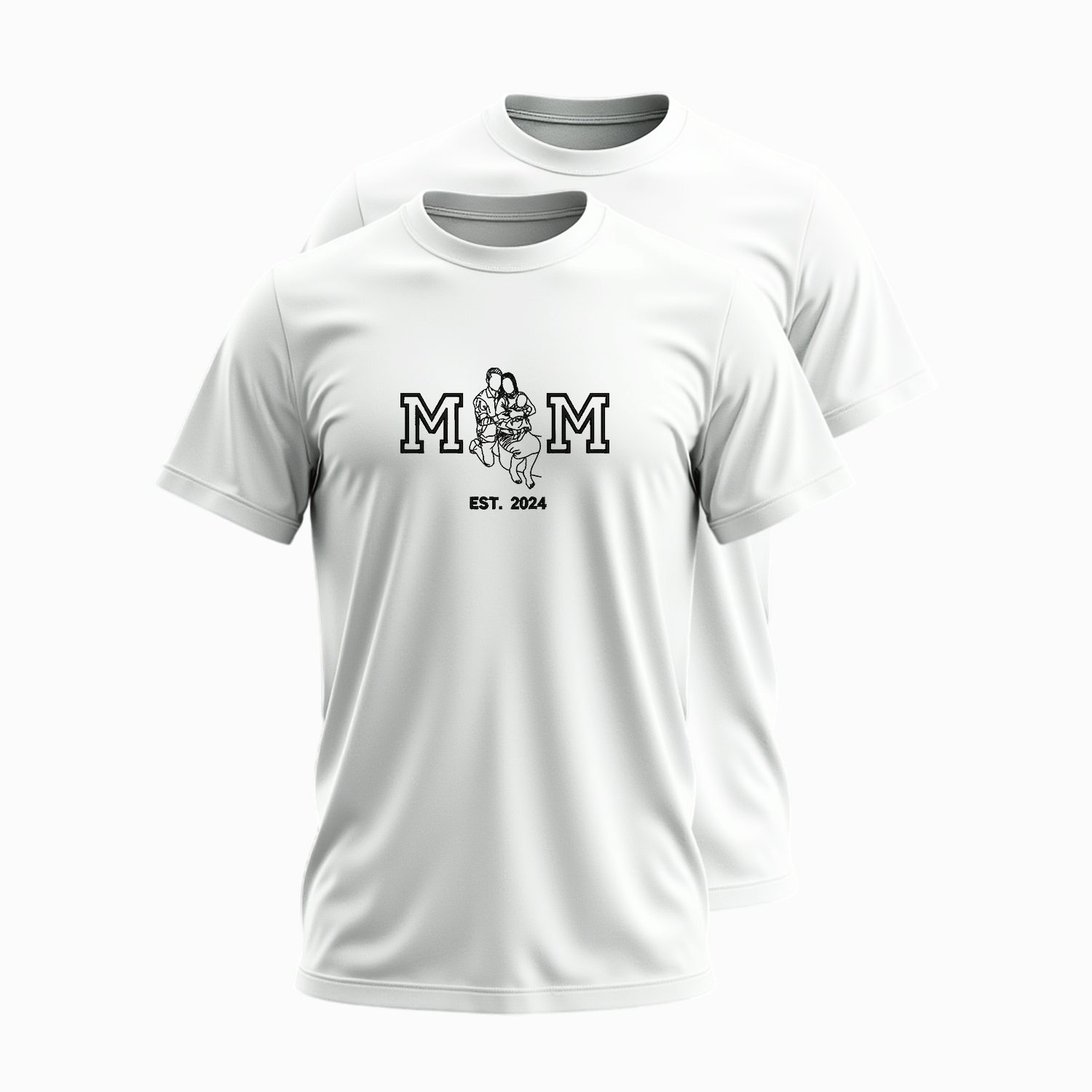 Párová trička s výšivkou MOM&DAD a vlastní fotkou