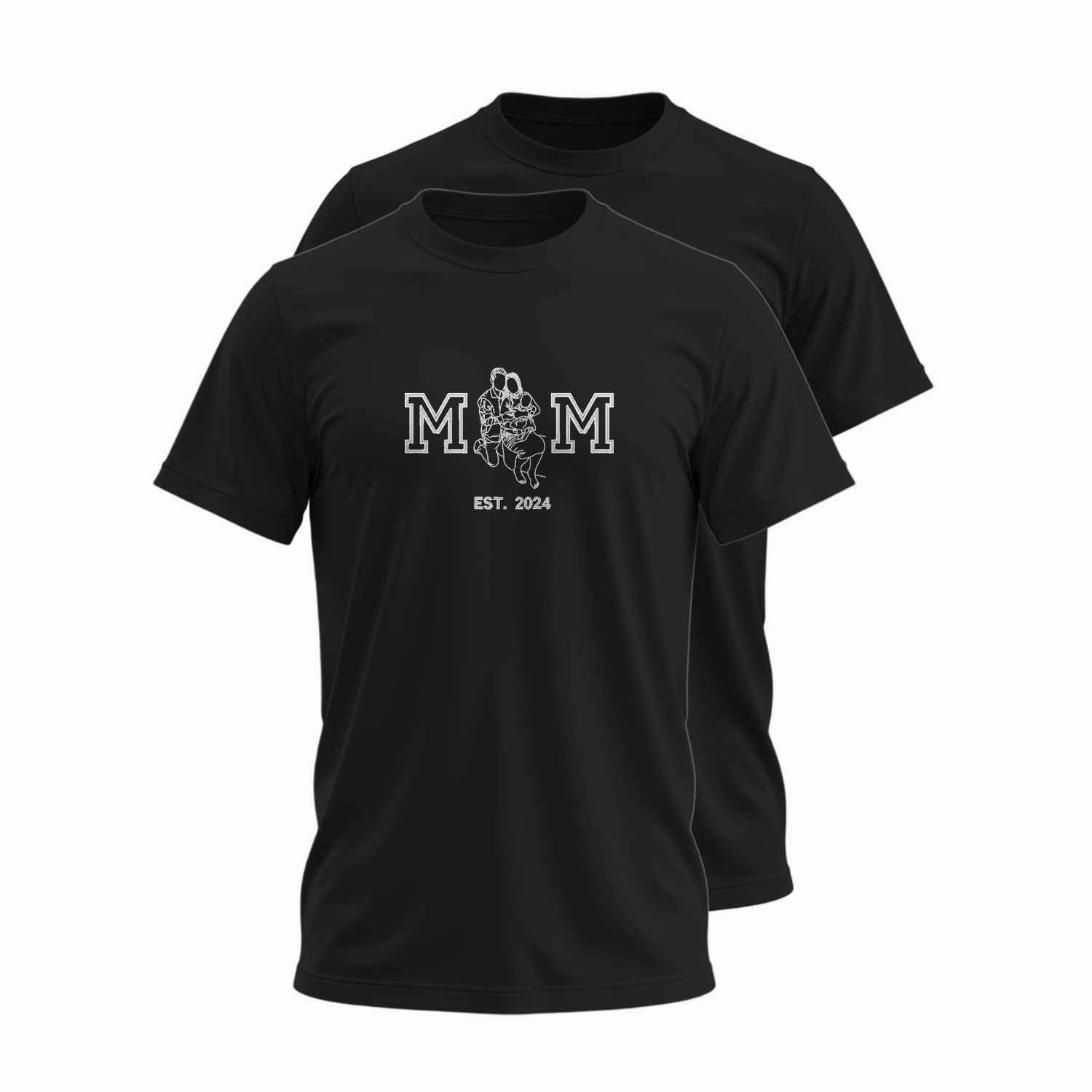Párová trička s výšivkou MOM&DAD a vlastní fotkou